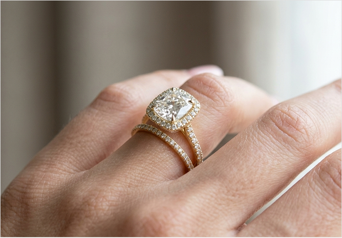 Diamond ring on hand